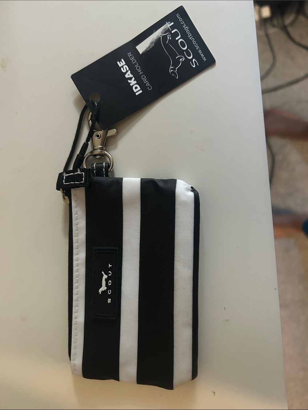 Scout Black and White Stripe ID Kase Card Holder with Clip